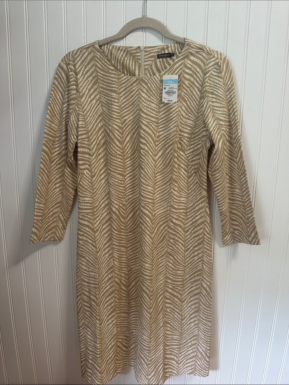 J. McLaughlin Beige and Cream Patterned Midi Dress